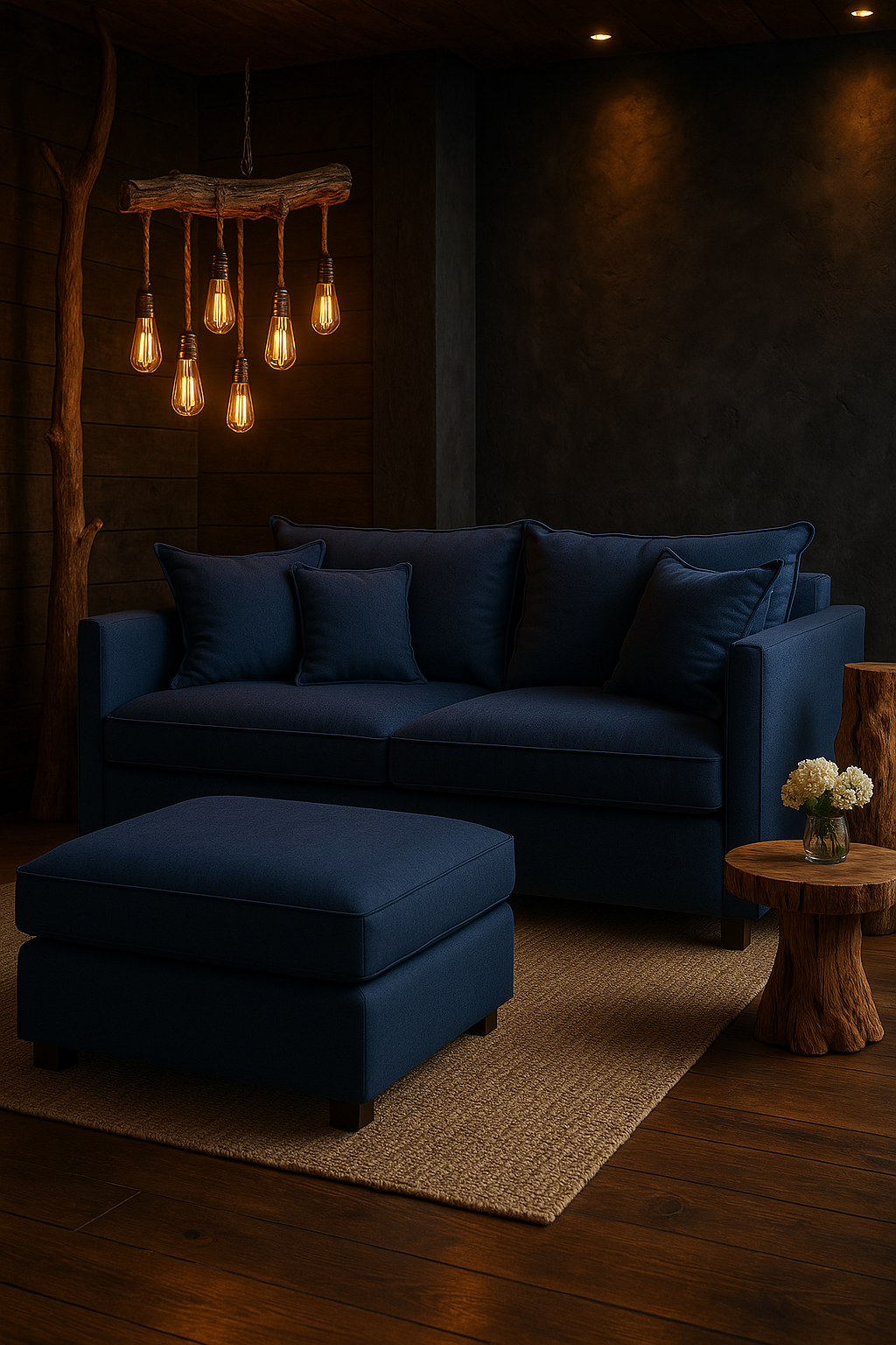 Adamo- Loveseat con Taburete