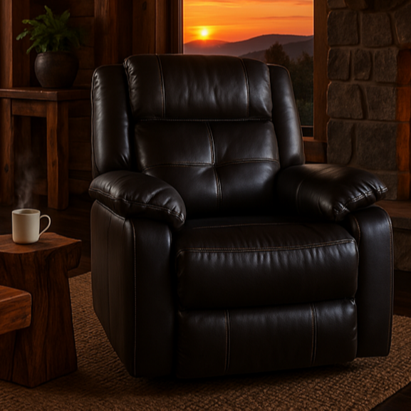 Renata-Sillón Reclinable de Piel Café Oscuro
