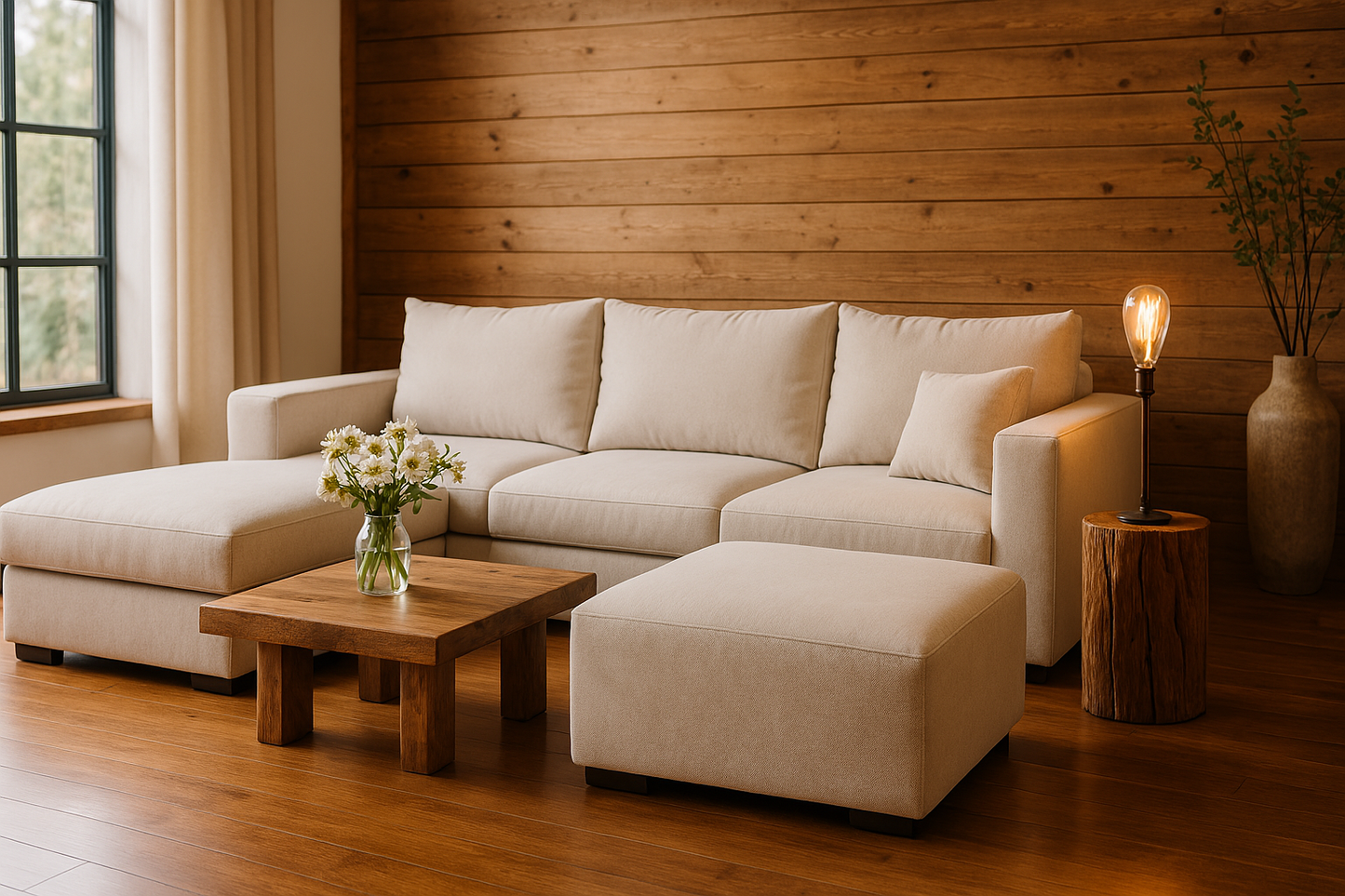 Bruno- Sillón seccional con taburete